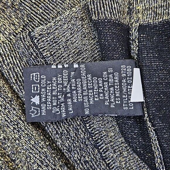 Ronni Nicole Open Cardigan 2XL Gold Metallic & Black 3/4 Sleeve Y2K Boho Holiday - Picture 8 of 12